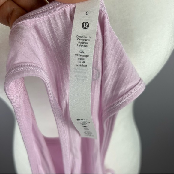 Lululemon Modal Silk Blend Double-Strap Yoga Tank Top - Meadowsweet Pink Size 8 - Picture 5 of 6